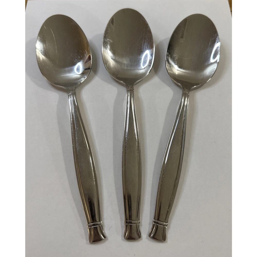3 Piece Serving Spoon Set - Vintage Oneida - Stainless Ambiance Pattern Flatware